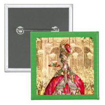 Marie Antoinette Christmas Tea Party Button Pin buttons