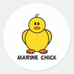 Marine Chick Round Stickers