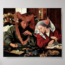 Marinus van Reymerswaele - Money changer Poster