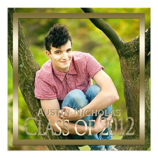 Maroon Gold Monogram Full Page Photo Graduation Personalised Invite