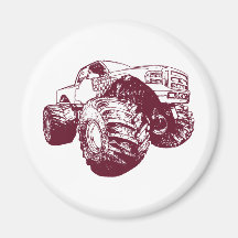 Maroon Monster Truck Fridge Magnet