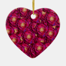 Maroon pink roses pattern christmas tree ornament