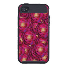Maroon pink roses pattern iPhone 4 cover