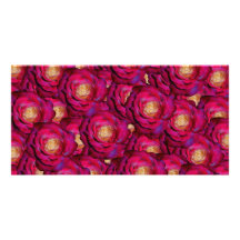 Maroon pink roses photo card