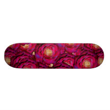 Maroon pink roses skateboard