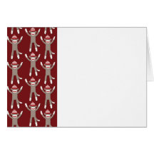Maroon Sock Monkey Print Cards