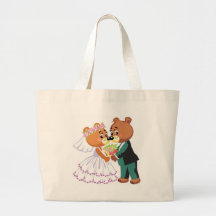 Marriage teddy bears kissing tote bags