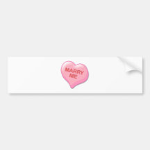 Marry Me Candy Heart Bumper Stickers