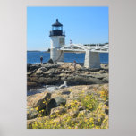 Marshall Point Lighthouse Flowers Gull Visitors Poster
