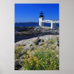 Marshall Point Lighthouse Late Summer Flowers Poster