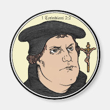Martin Luther confessing Christ crucified magnet