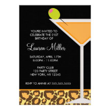 Martini Glass and Leopard Print Invitations