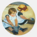 Mary Cassatt's Children on the Beach  (1884) Round Stickers