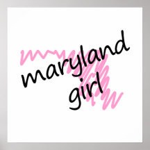 Maryland Girl with Scribbled Maryland Map Poster