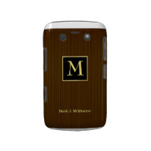 Masculine Woodgrain Monogram Blackberry Case