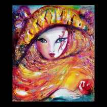 MASK IN YELLOW / Venetian Masquerade Ball,Purple posters