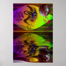 Mask Mardi Gras Trompe l'oeil-V-2 R Print