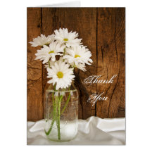 Mason Jar and Daisies Country Bridesmaid Thank You Greeting Cards