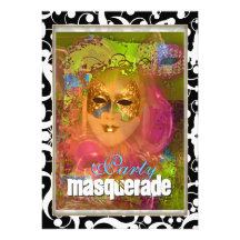 Masquerade mask venetian costume party personalised invitation