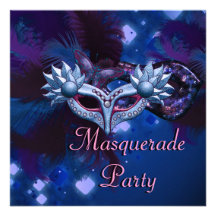 Masquerade Party Mask Black  Mardi Gras Custom Invites