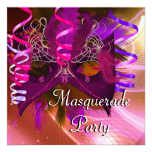 Masquerade Party Mask Mardi Gras Carnival Custom Invitations
