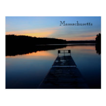 Massachusetts Pond and Dock at Twilight Postcard