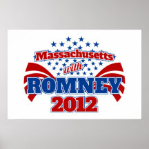 Massachusetts with Romney 2012 Print