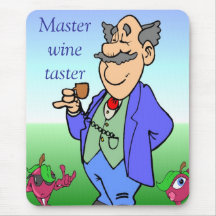 Master wine taster cartoon mouse pad
