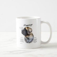 Mastiff (fawn fluffy) History Design Mugs
