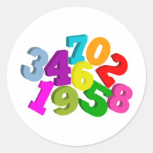 math numbers in colour round sticker