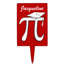 Math Pi Graduate - Red and White Graduation Cake Topper
