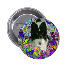 Matisse in Butterflies II - White & Black Papillon Pinback Buttons