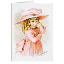 Maud Humphrey: Spring Girl in the Rain Greeting Card