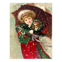 Maud Humphrey's Winter Girl with dog Post Card