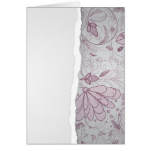 mauve and grey flower line art design greeting cards