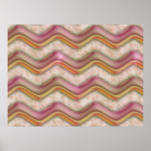 Mauve, Coral and Gold Zig Zags Print