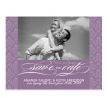 Mauve Damask Save the Date Post Cards