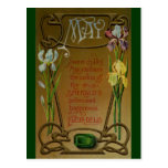 May Birthday Emerald and Irises Postcard