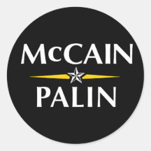 MCCAIN PALIN 2008 ROUND STICKER