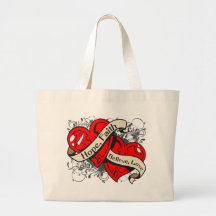 MDS Hope Faith Dual Hearts Canvas Bags