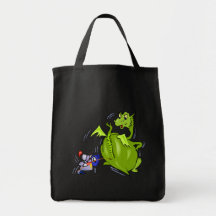 Mean Dragon Poked by Knight Canvas Bags