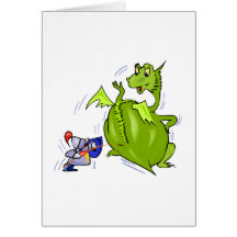 Mean Dragon Poked by Knight Card