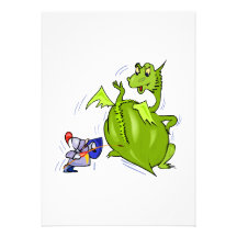 Mean Dragon Poked by Knight Personalised Invitations