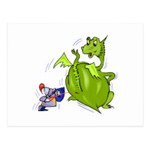 Mean Dragon Poked by Knight Postcard