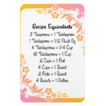 Measurement Equivalents Kitchen Helper Floral Flexible Magnets