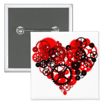 MECHANICAL STEAMPUNK HEART BUTTON
