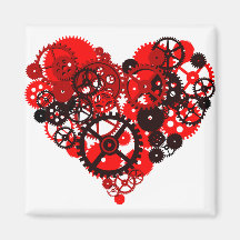 MECHANICAL STEAMPUNK HEART REFRIGERATOR MAGNET