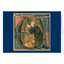 Mediaeval Monk Tasting Wine Greeting Card