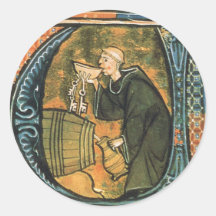 Mediaeval Monk Tasting Wine Stickers