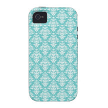 Medium blue damask vintage wallpaper pattern 4S iPhone 4/4S Cover